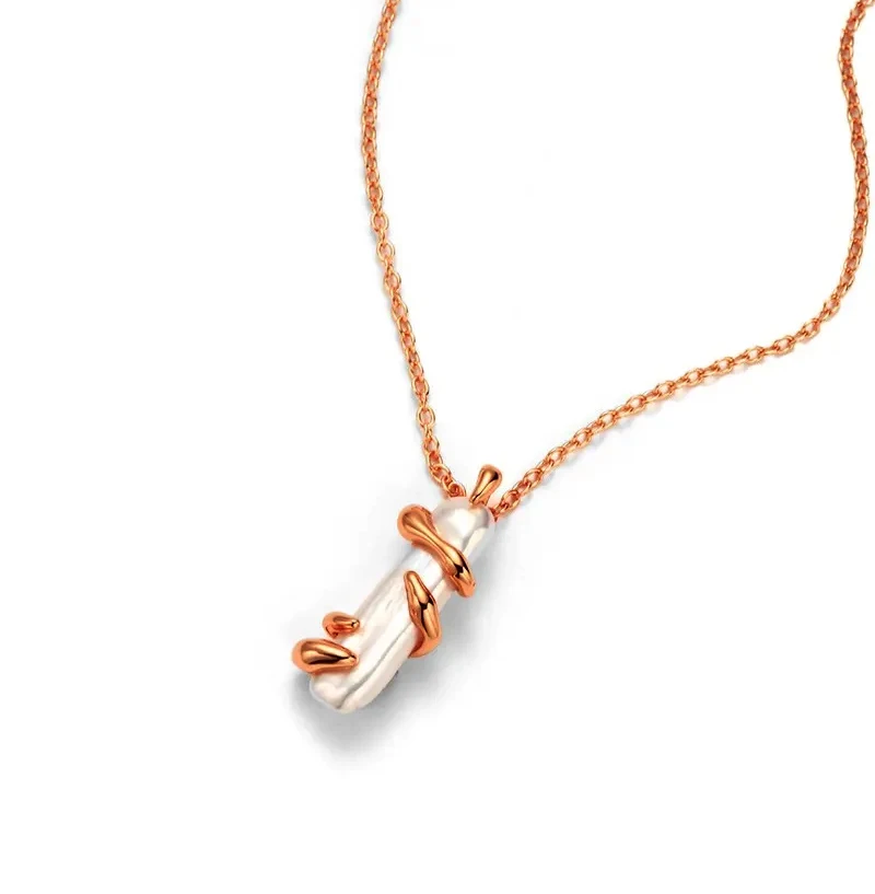 Milskye wedding fine fashion jewelry couple set 925 silver 14K baroque pearl toothpick pendant necklace