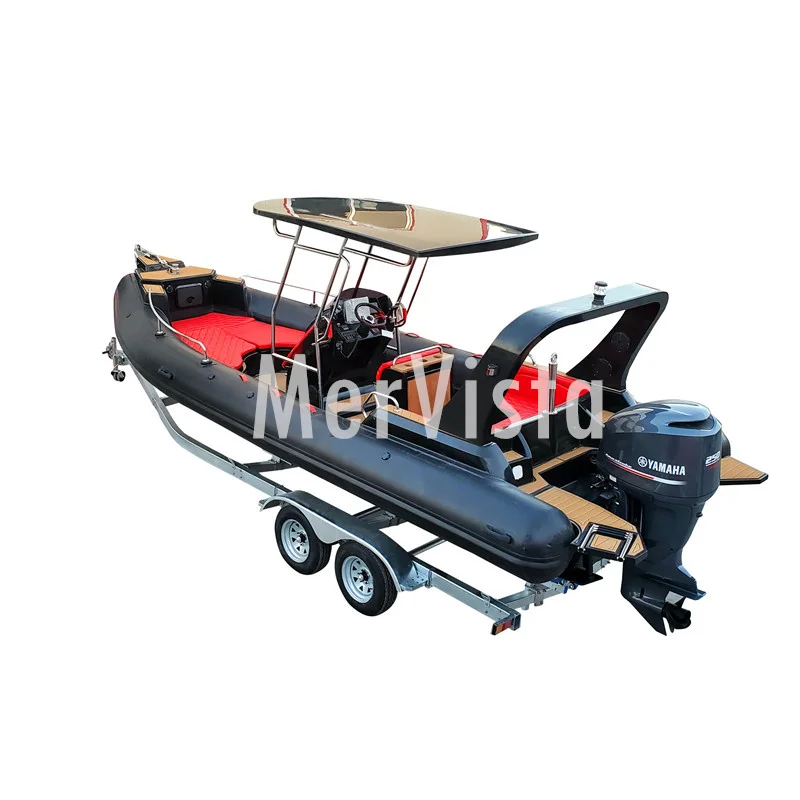 25ft RIB760 спортивные Стекловолоконные корпуса сверхмощные надувные лодки с мотором и прицепом