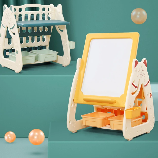  High quality baby indoor bookshelf plastic drawing board shelf kids furniture cartoon cabinet children toys storage