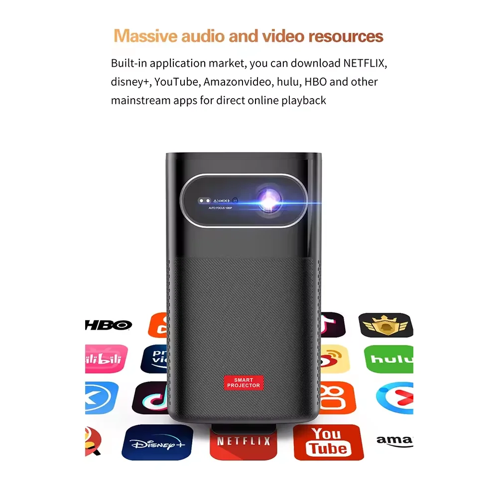 mini 4K projector outdoor camping 3D smart projector wifi BT wireless phone screen casting DLP android projector proyector