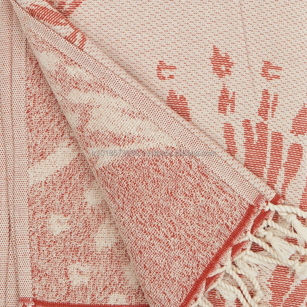 Terry backed Turkish Towel Peshtemal Fouta Wholesale Pestemal Soft OEM Customized 100 Cotton Classic Jacquard Nacre Blue