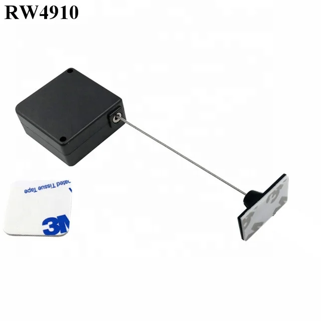 RUIWOR RW4910 Square Retractable Anti Theft Pull Box Plus Ratchet Function Plus 25X15mm Rectangular Adhesive ABS Plate