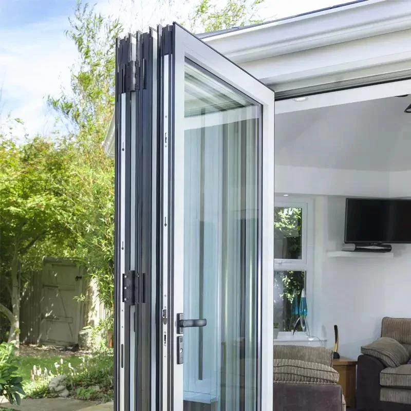 Balcony Glazing Folding Invisible Frameless Double Glass Aluminum Folding Window