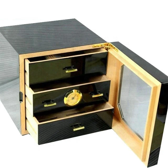piano black lacquer finish luxury cigar humidor with tray