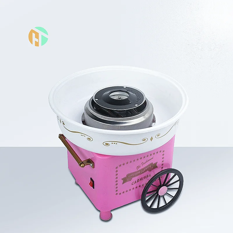 Pink Home Retro Cart Mini sweet cotton candy machines Plastic Portable Cotton Candy Machine
