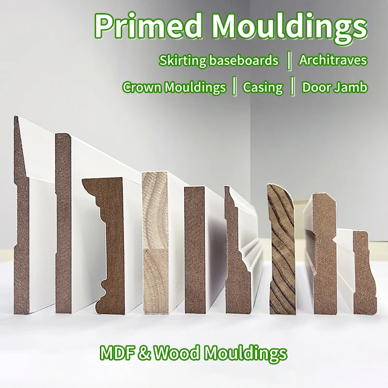 16 Feet Pine Wood Baseboard Water Proof Trim Unfinished Wood Mdf Moulding Skirting Board