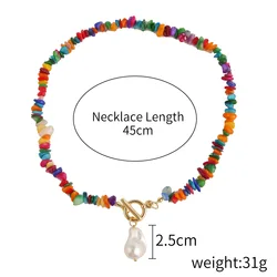 Multilayer Colorful Irregular Stone Necklace Handmade Pearl Beaded Necklace for Women Jewelry