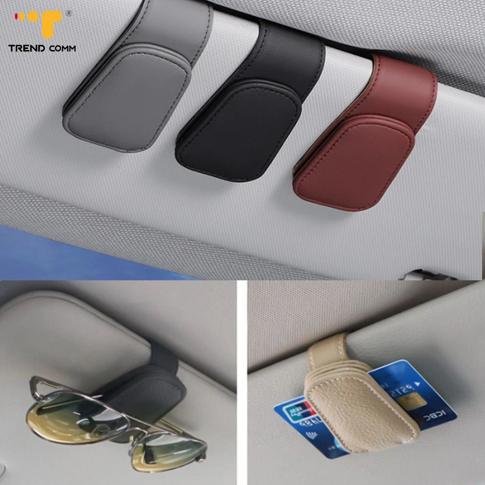 Multifunctional Car Leather Sunglass Clip Holder with Magnetic Feature Eyewear Accessories for Cars