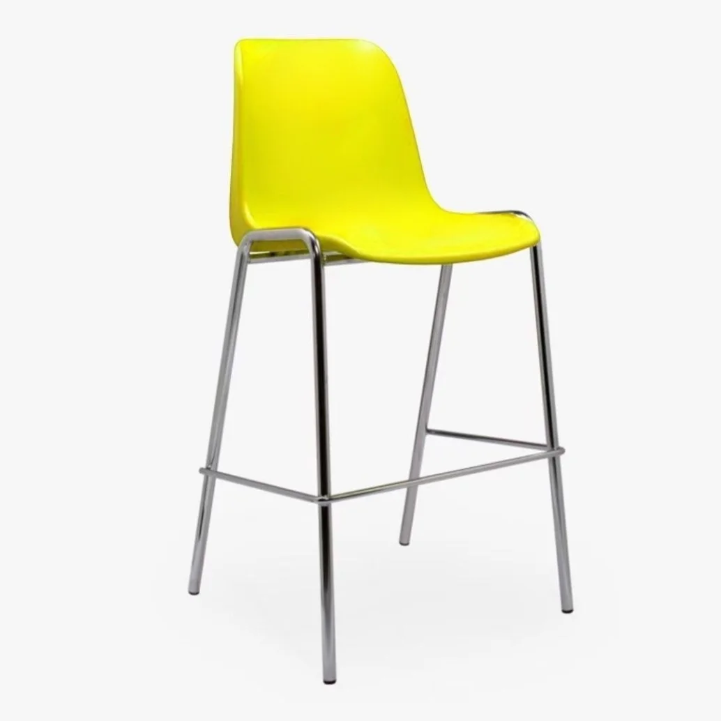 New Design Customized Indoor Living Party Restaurant Metal Hand Made Plastic Stackable Back High Barstool Bar Chair With Armrest