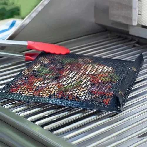 non stick grill mesh bags toaster oven mesh pockets perforated BBQ baked bag
