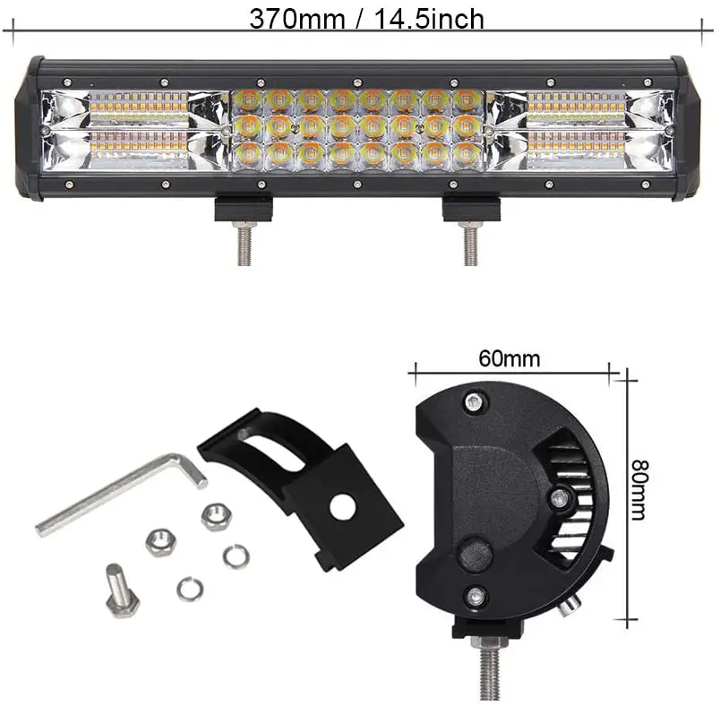 15 дюймов Строб LED свет бар белый янтарь тройной кронштейн для крепления внешней вспышки типа «ряд 5000LM наводнения месте комбинированный адвокатского сословия СИД внедорожные огни (15 дюймов 216)