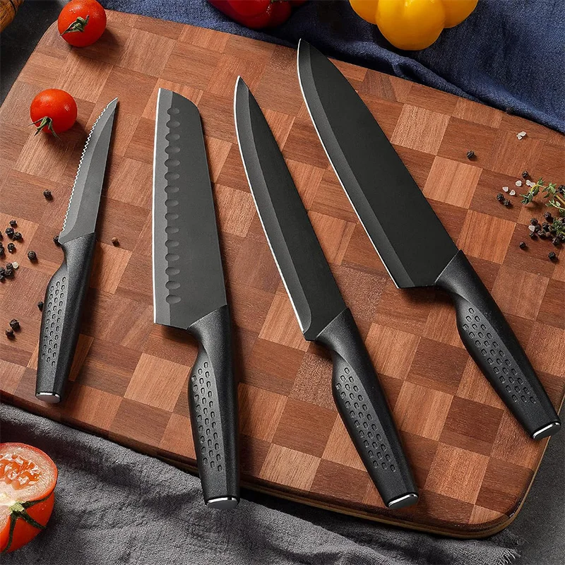High Carbon Stainless Steel Kitchen Knife Set 15 Pieces Kitchen Knife Block Set With Wooden Block 6 Steak Knives Cutlery