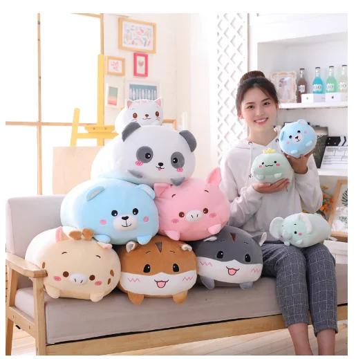 Animal Sweet Dinosaur Pig Bear Plush Toy Soft Cartoon Panda Hamster Elephant Deer Stuffed Doll Baby Pillow