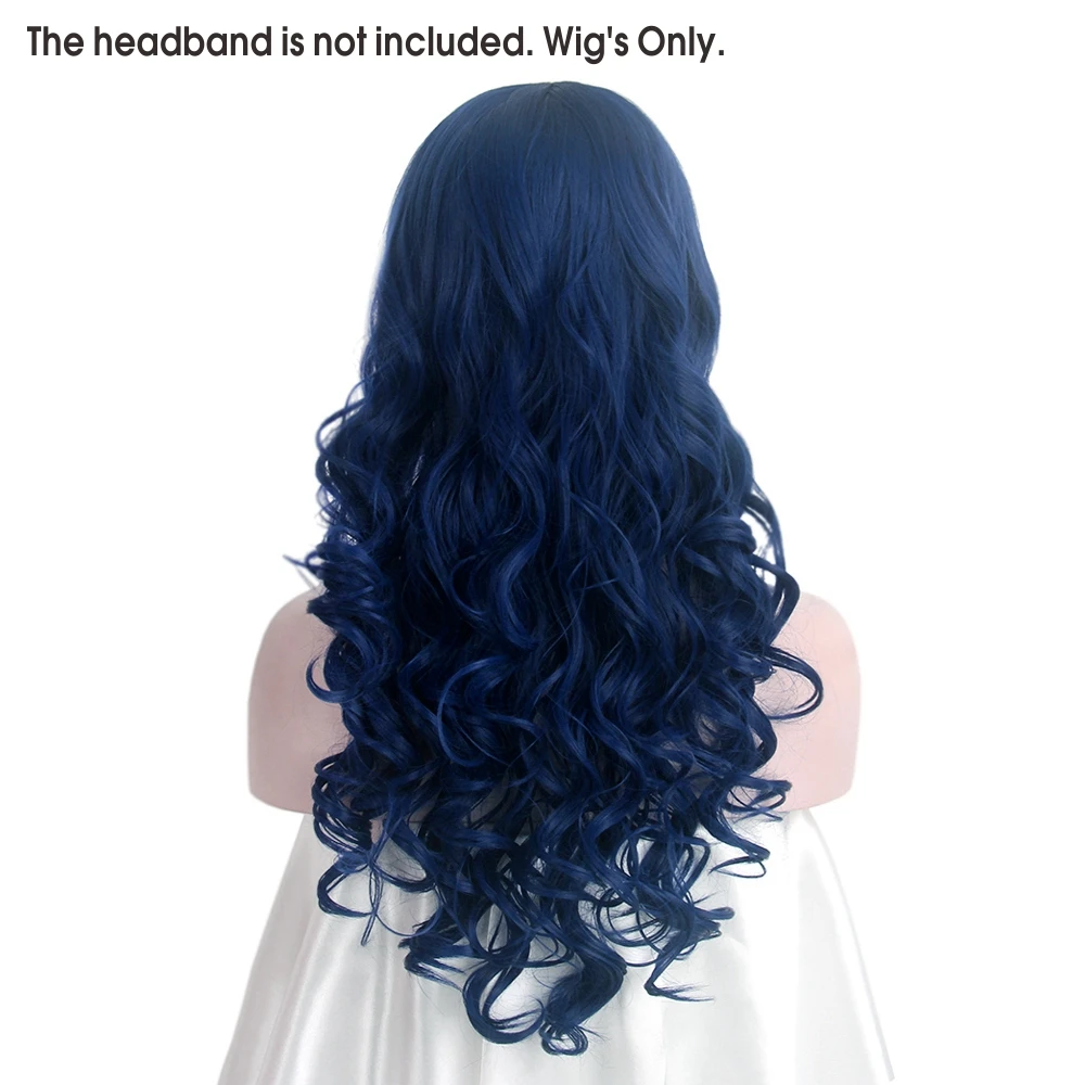 Corpse Bride Anime Cosplay Wigs Long Wave Dark Blue Synthetic Hair Wig