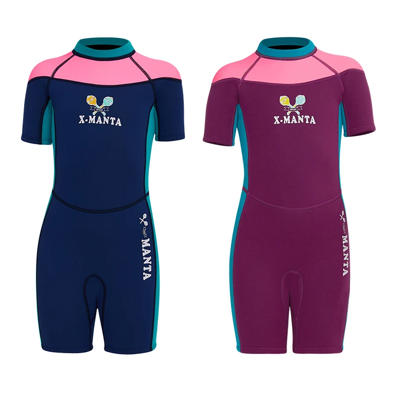 hot selling Girls Full Body Thermal Neoprene Swimsuit 2.5mm Kids Shorty Wetsuit for Diving Swimming Surfing
