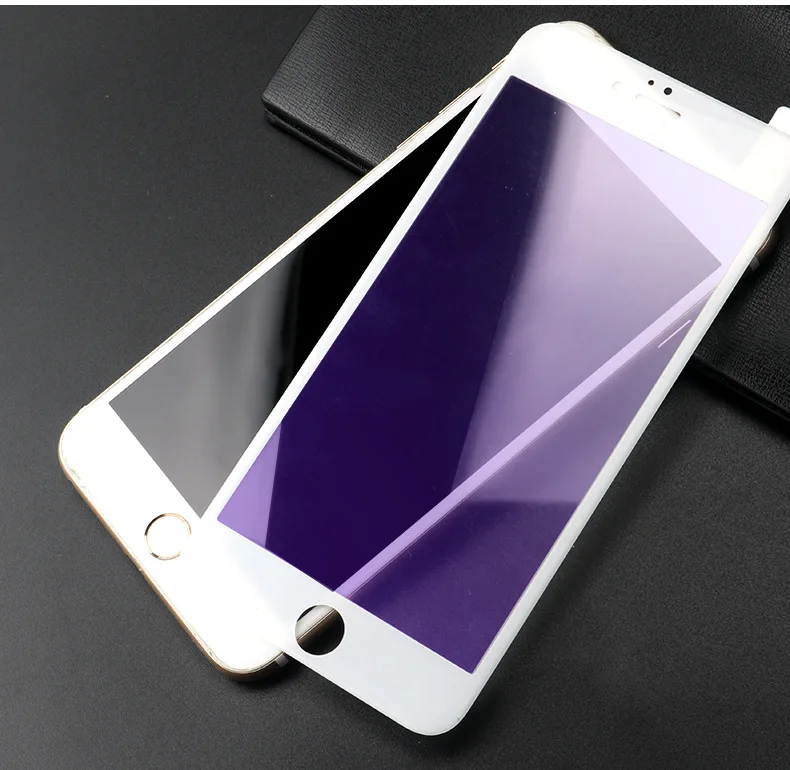 Full cover Anti blue purple light tempered glass screen protector for iphone X 6 7 7plus 8 plus 11 pro max