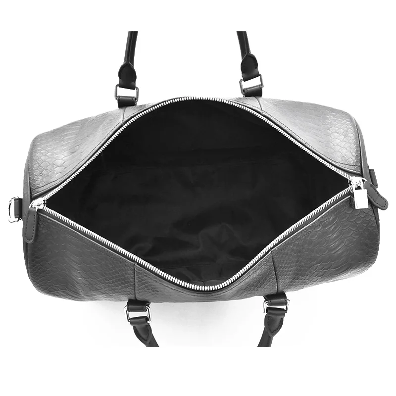 Luxury Custom Logo Snakeskin Leather Waterproof Large Gym Duffel Bag Custom Travel Bags For Mens