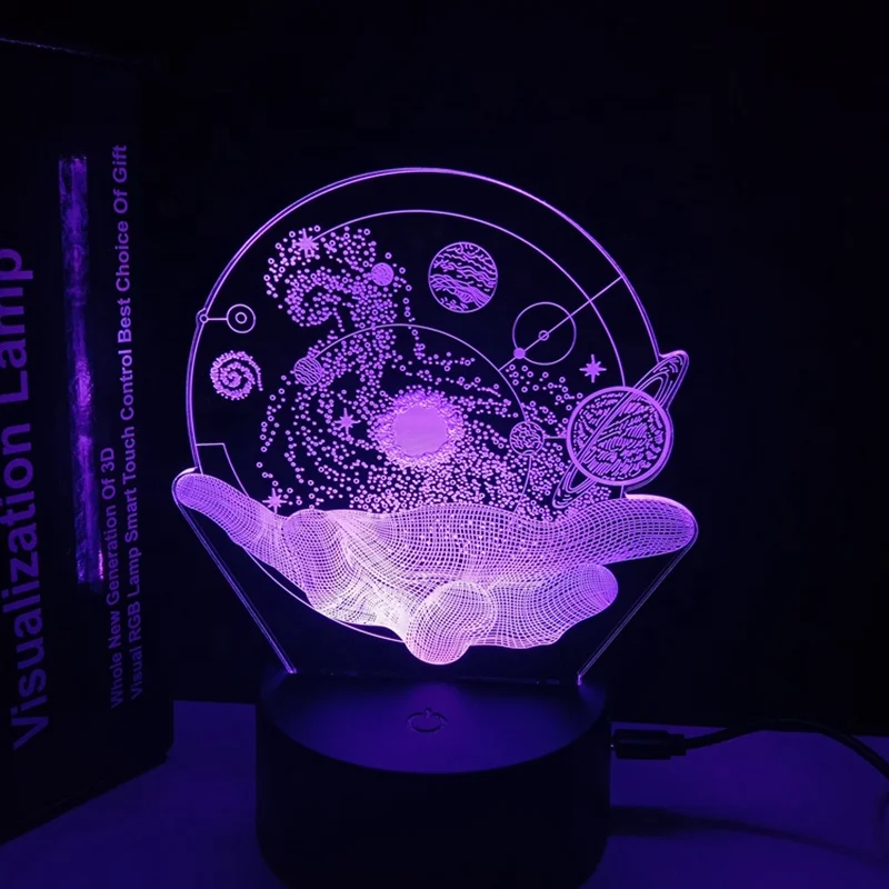 Room Decoration 3D Optical Illusion Lamp Universe Space Galaxy LED Night Light with Remote for Space Lover Boys and Girls Gift