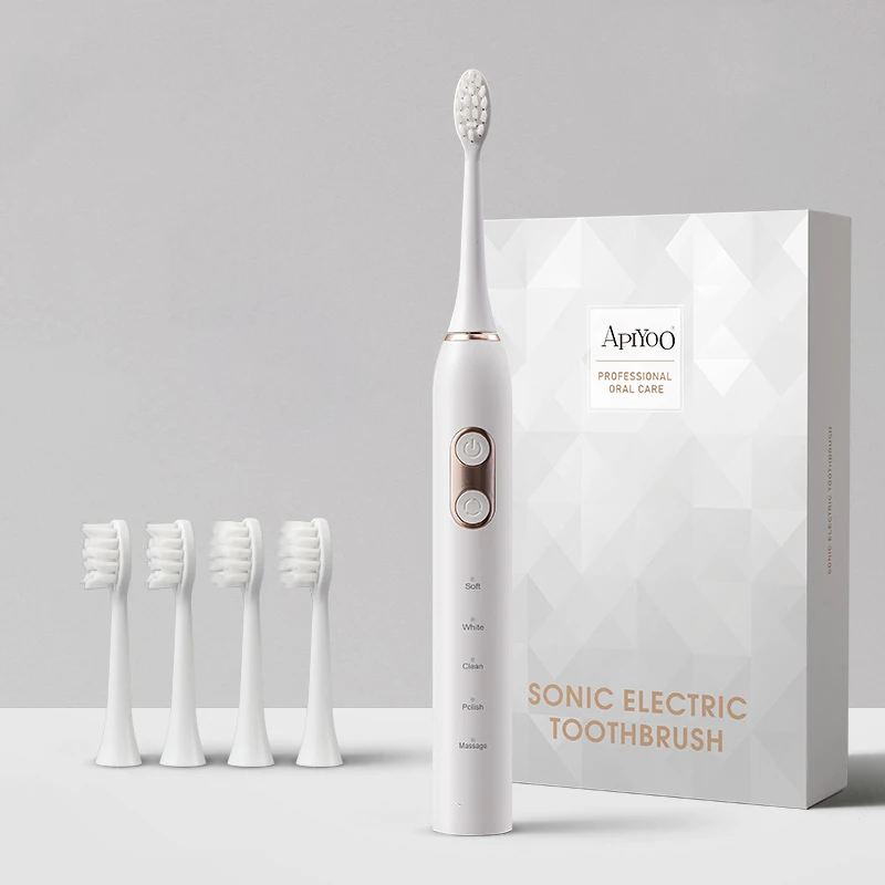 2 Double Buttons Automatic Customized  Sonic Electric Toothbrush China Smart For Adult With Tongue Scraper