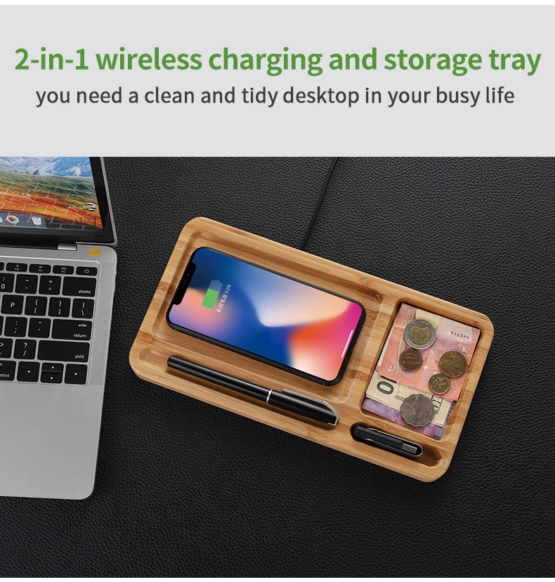Popular Products 15W Custom Wood Wireless Transmitter 10W Fast Bamboo Gift Wireless Charger