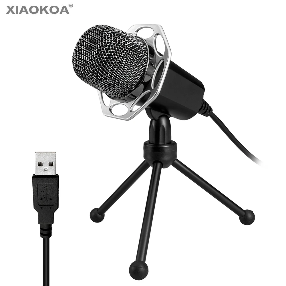 
XIAOKOA USB Microphone Professional for Computer Condenser microphone With Stand for Karaoke Recording Windows MAC PC 