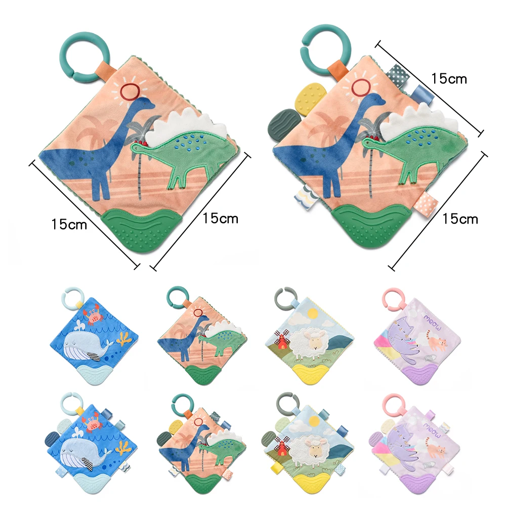 Baby Cloth Books Learning Educational Toys With Silicone Teether Infant Children Fabric Cloth Book Touch Ringing Cognition Toy