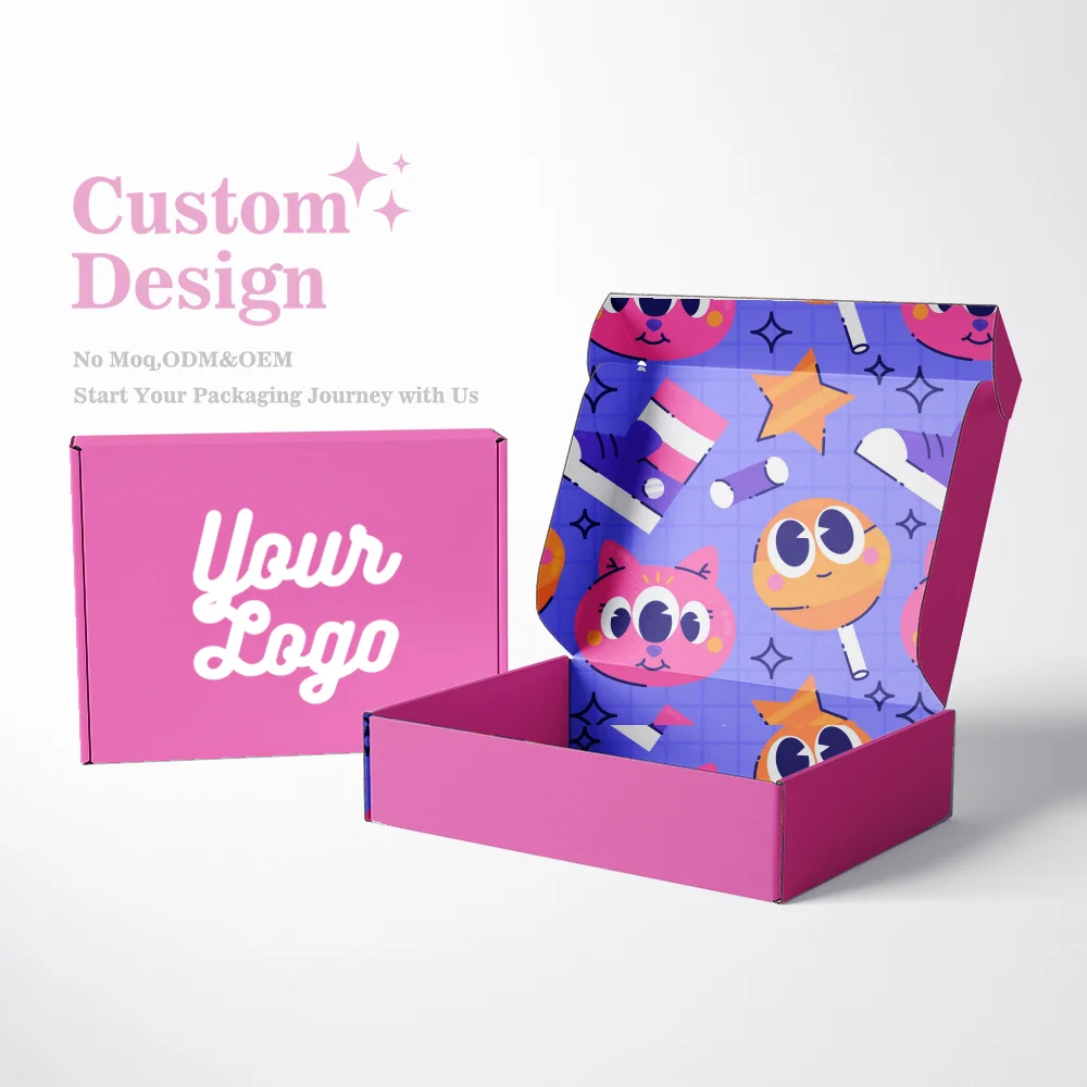 Hot Selling Custom Logo Pink Color Cosmetic Corrugated Packaging Mailer Box Shipping Box Paper Box with Best Prices