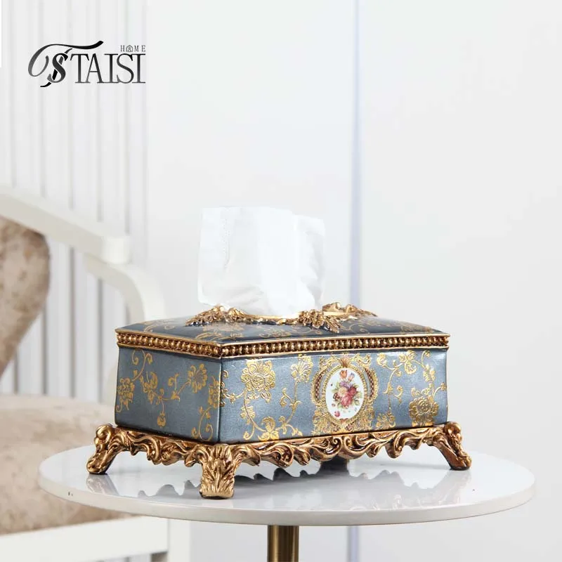 RS061 Antique resin napkins & tissue holder Arab resin craft sculpture tissue box French furniture antique