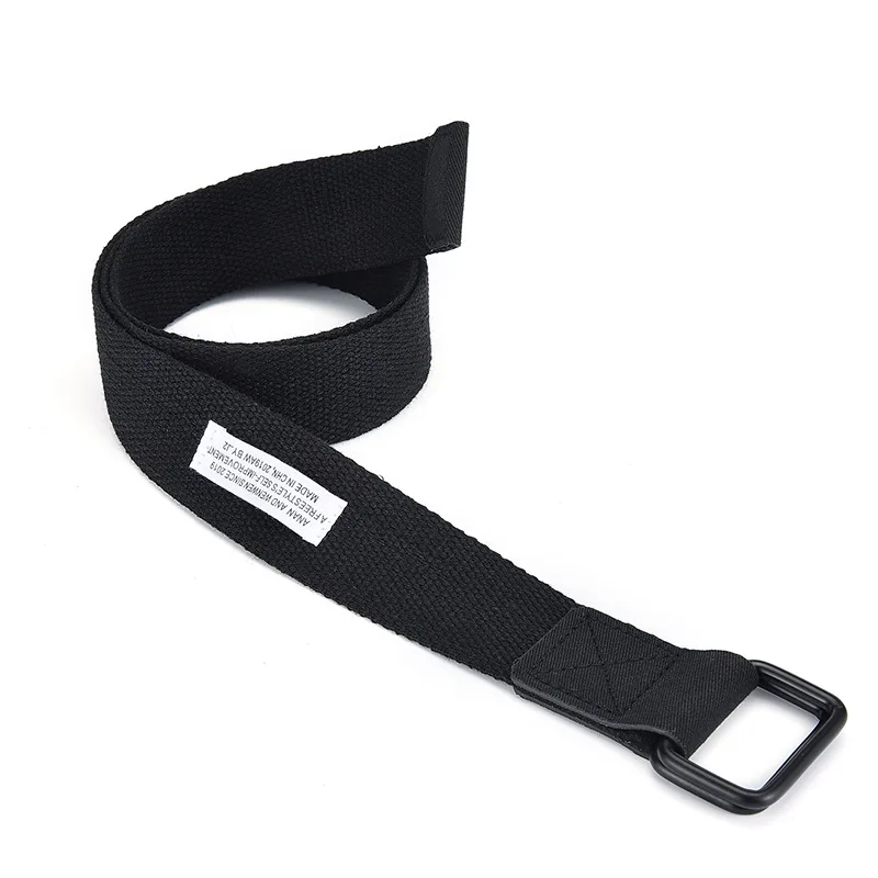 New canvas belt, black fusion double buckle belt for students, young men and women outdoor casual belt