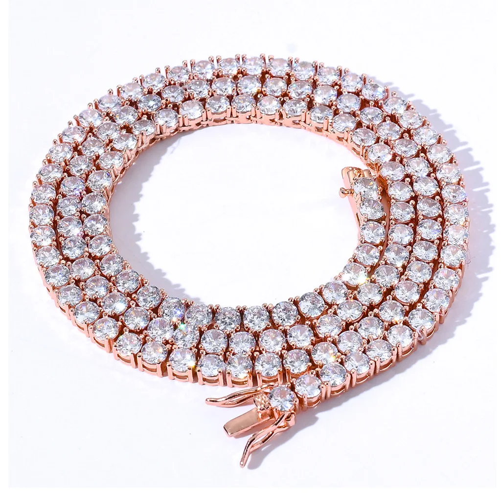 BES 3mm 4mm 5mm Jewellery Diamond Choker Iced Out Hiphop CZ Zircon Bling Jewelry Necklace Gold Silver Rose Tennis Chain