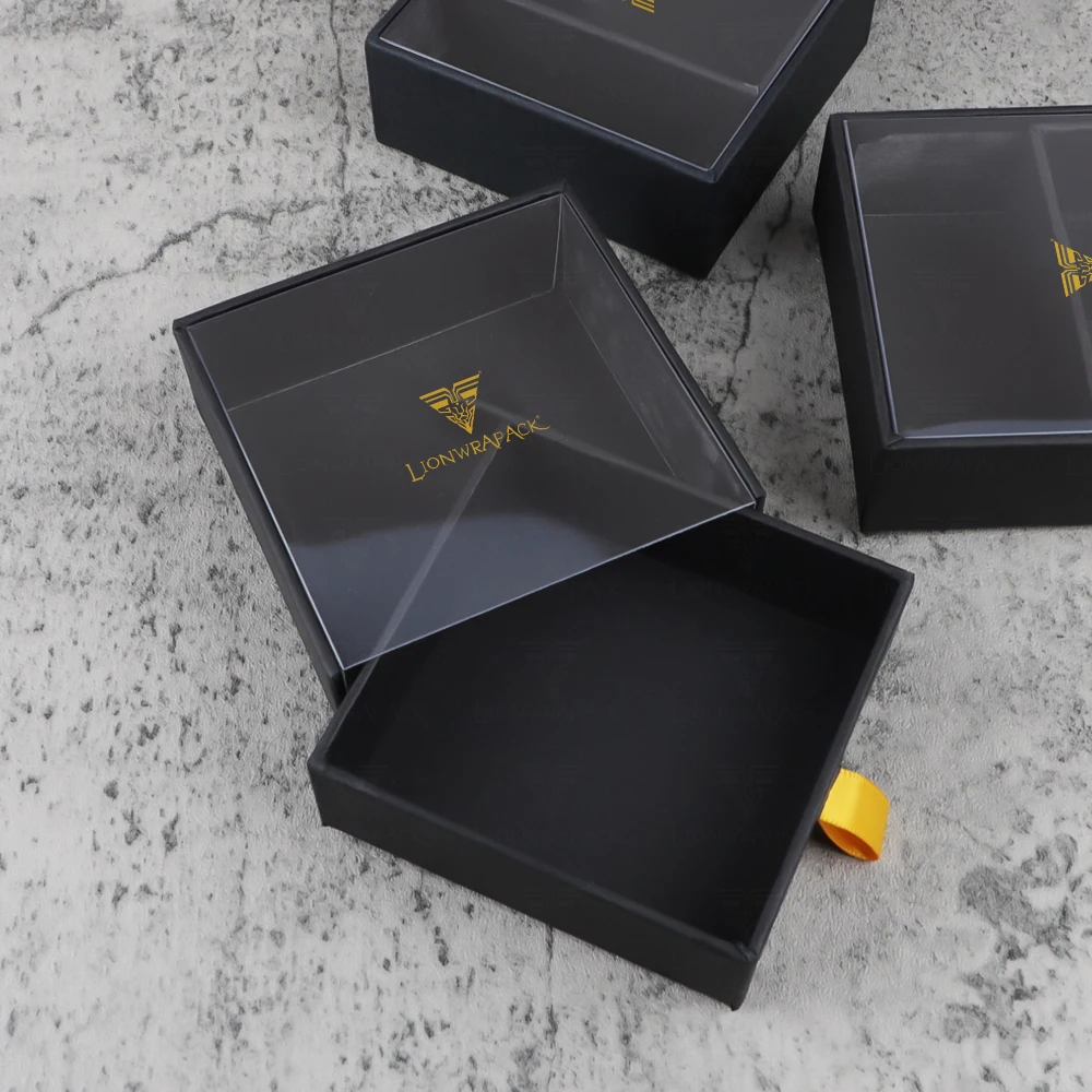 Lionwrapack Wholesale Custom Made Logo Rigid Sliding Drawer Boxes Fancy Gift Boxes Retail Boxes with Ribbon for Jewelry Storage