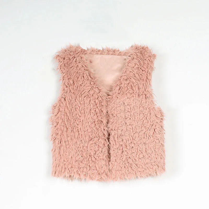 
In stock fashion kids winter sleeveless coats children clothing infant girls wool vests 