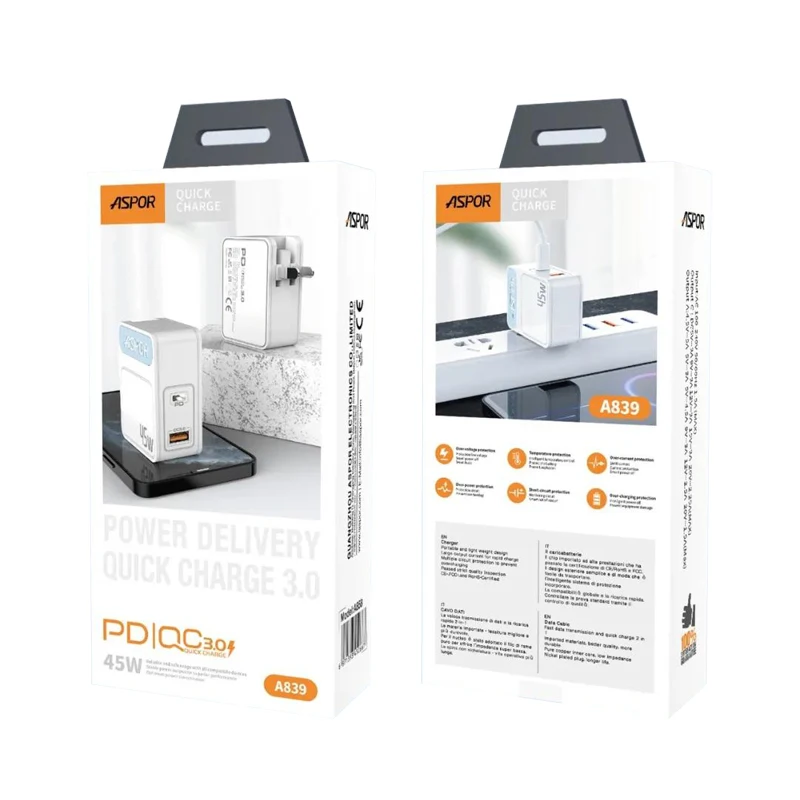 Pd+Qc Charger  Uk Pin Usb-C To Lightning Cable Usb Port Android Charger Handphone