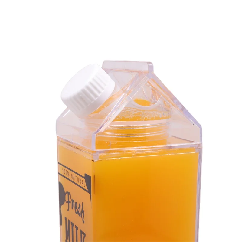 MAYSURE Custom Label 750ml 1000ml Plastic Milk Tumbler Cups Travel Sports Milk Carton Shape Box Bottle With Screw Cap