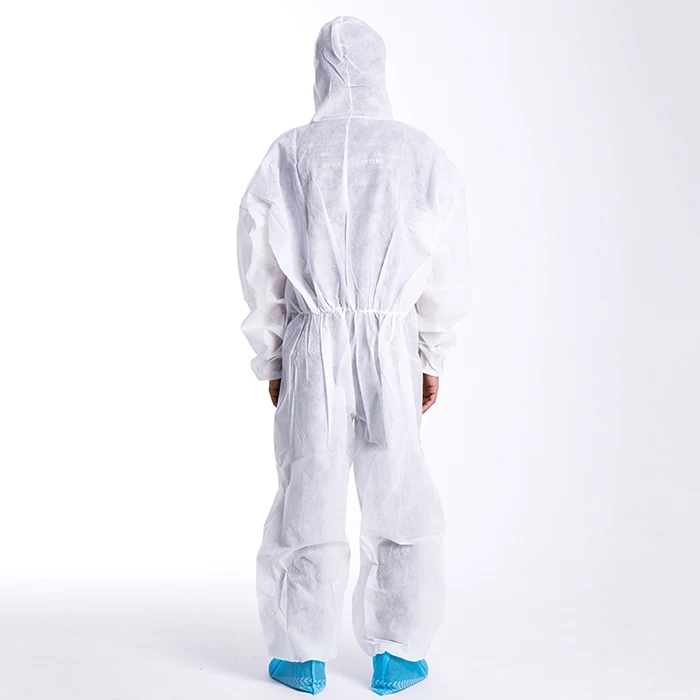 Disposable pp  hazmat suit safety disposable waterproof white non sterile coverall  ppe with hood for body protection