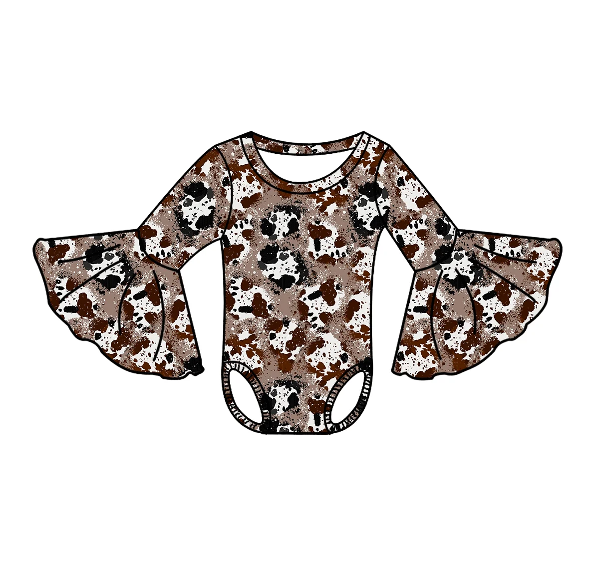 Fashionable Western Printed Newborn Leotard Dress Bell Sleeves Romper Baby Rompers Clothing