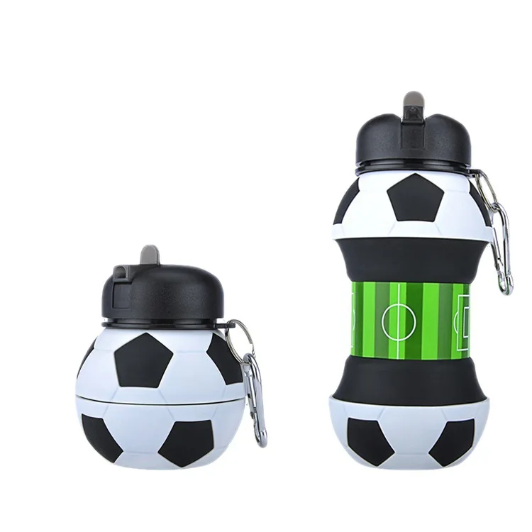 Best Selling Silicone Basketball Water Bottles Foldable Toddler Water Bottle Soccer Style With Gift Box Water Jug In School