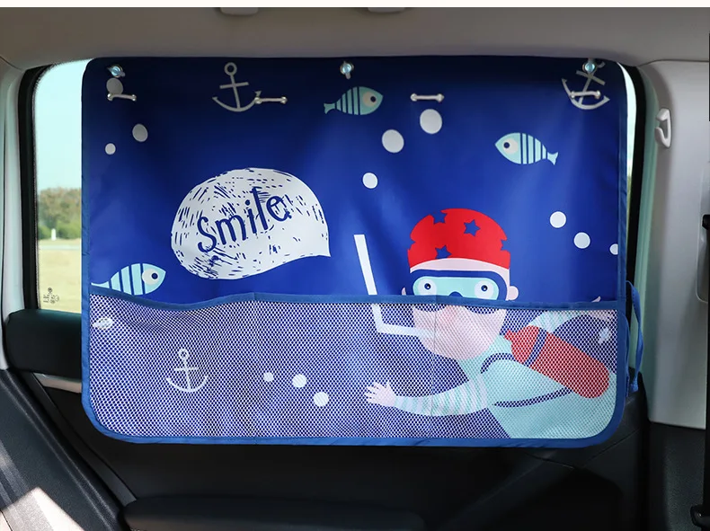 Baby Children UV Rays Glare Car Interior Sun Blocker Blind With Mesh Pocket Universal Car Side Window Sun Shade Curtain