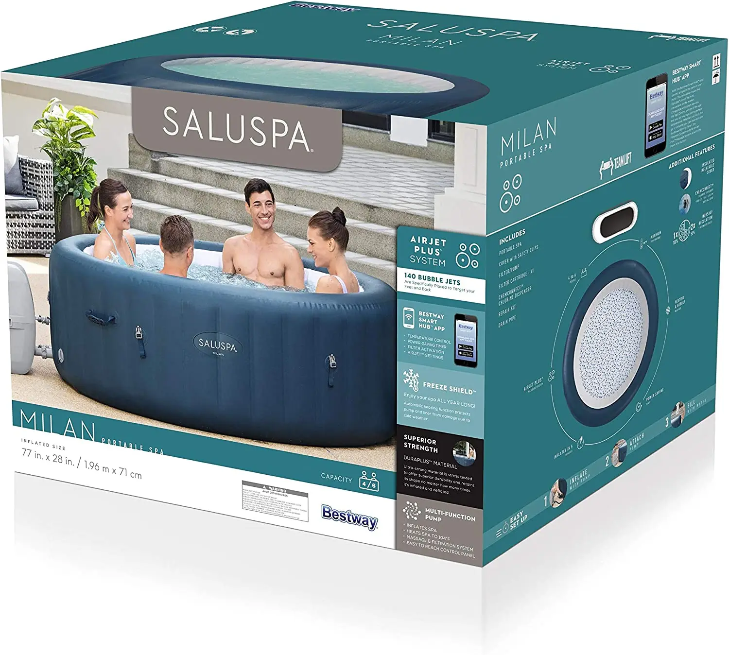 Air Jet Massage Drop Stitch Portable Inflatable Outdoor Square Spa Hot Tubs Spa