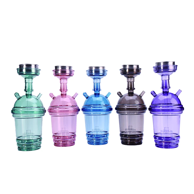 Factory wholesale acrylic portable mini hookah cup with LED light colorful  portable car cup