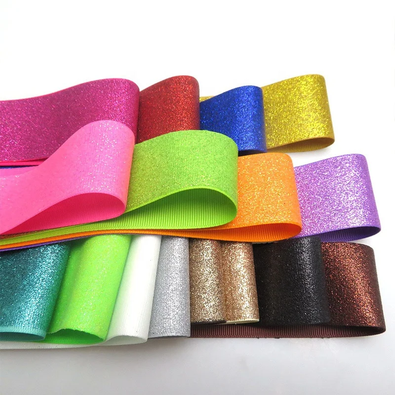 Printed Glitter Grosgrain Ribbon Glitter Metallic Ribbon