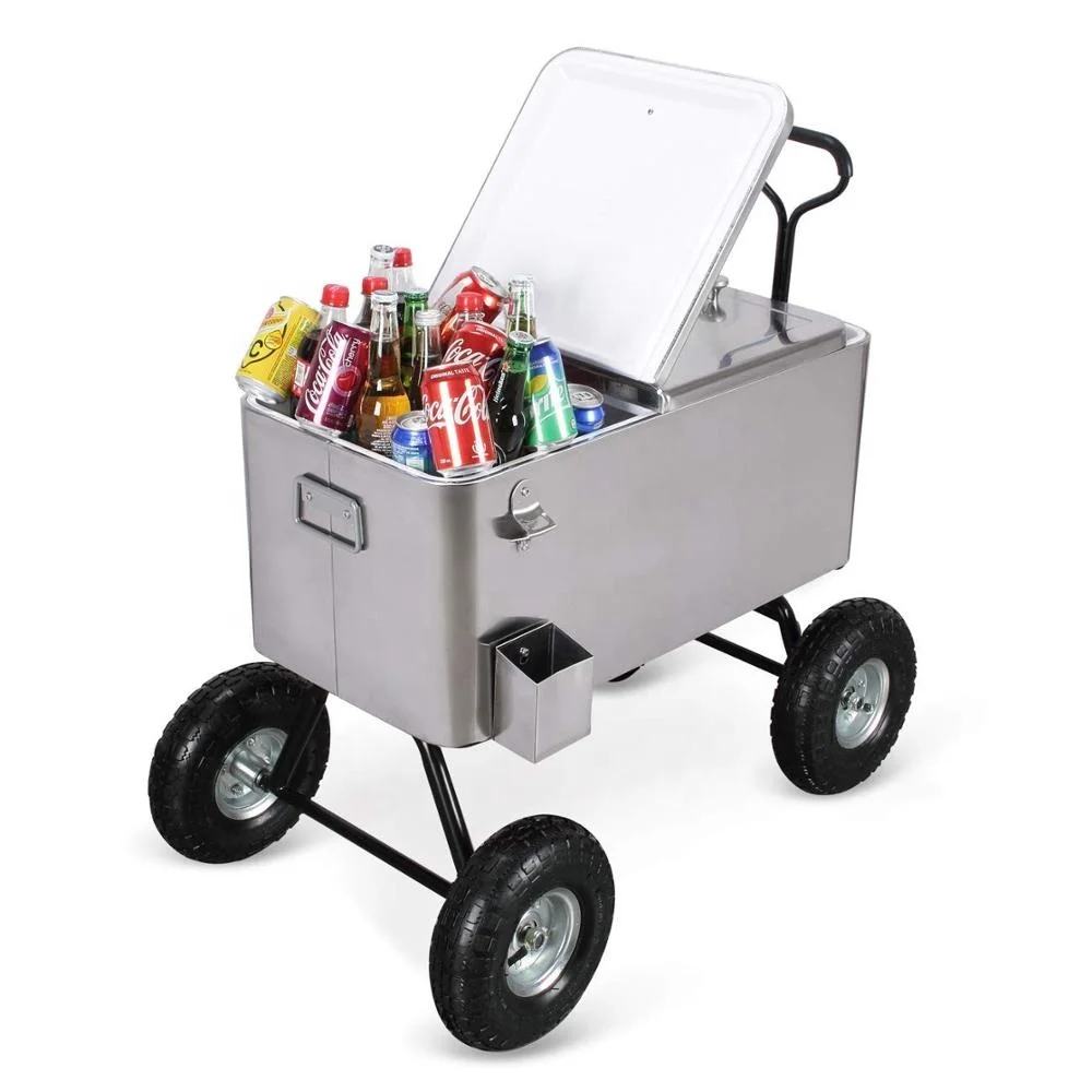 80QT Cooler Cart With 10 Inch Inflatable Wheels