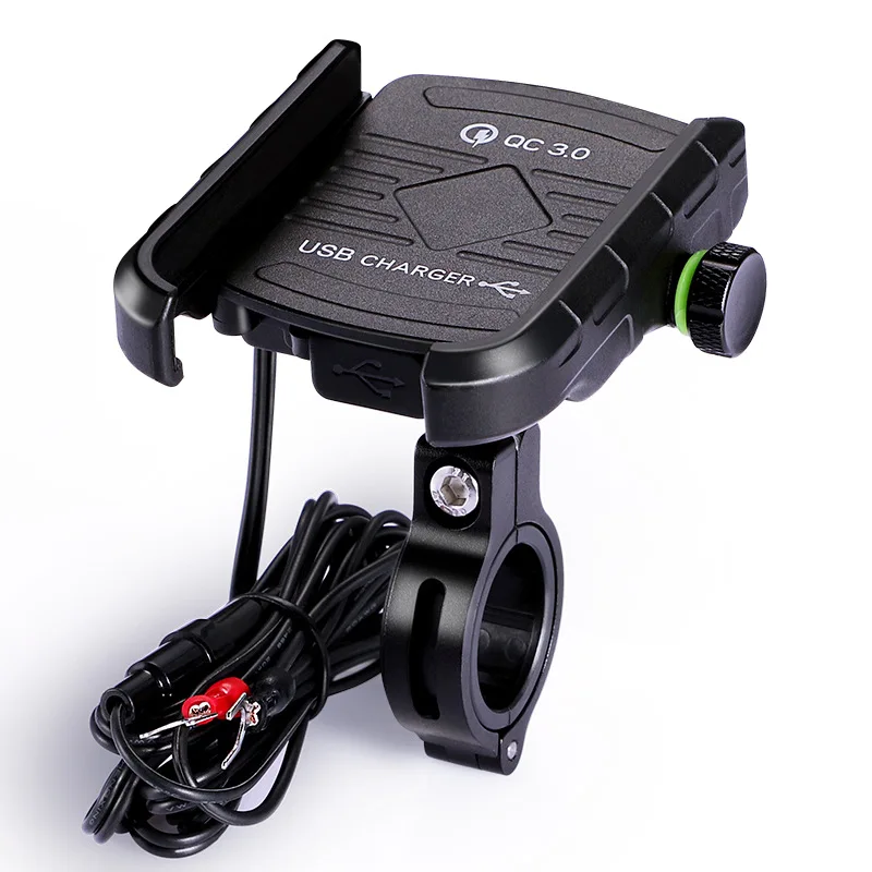 YIR REFIT New motorcycle mobile phone stand with usb charger QC3.0 fast charge cable with switch waterproof
