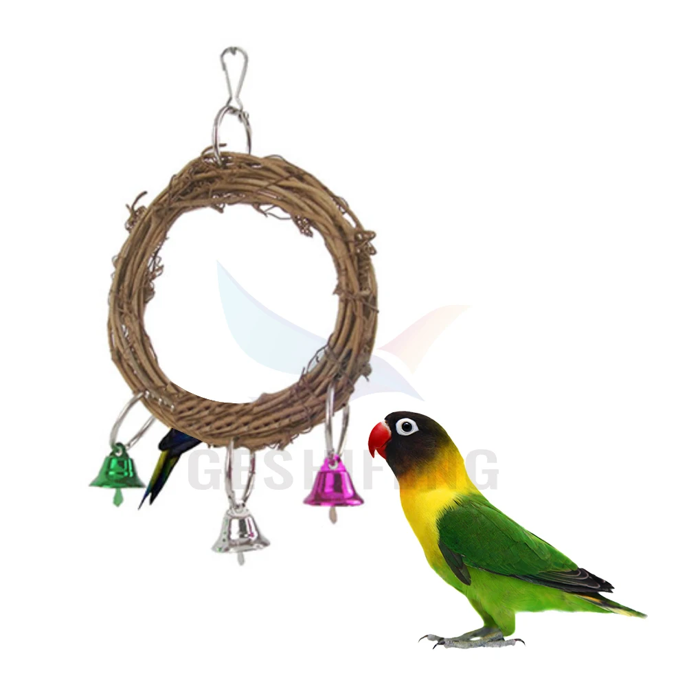 Custom 6pc 8 pc 12 packs 14 pc Birds Toys Bird Cage Accessories Parrot Bite Toy Set Swing Suspension Bridge Toy Ball Pole Set