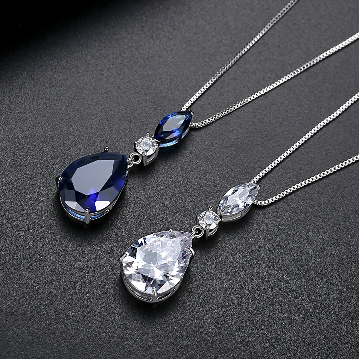 LUOTEEMI White Rhodium Gold Plated Bridal Wedding Jewelry Sets Cubic Zirconia Fancy Women Set