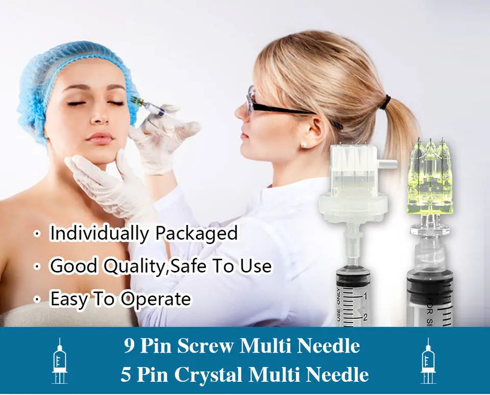 Инжектор мезотерапии для удаления морщин, Корея, 9 контактов, 5 контактов, кристальная многоигла для мезотерапевтического пистолета