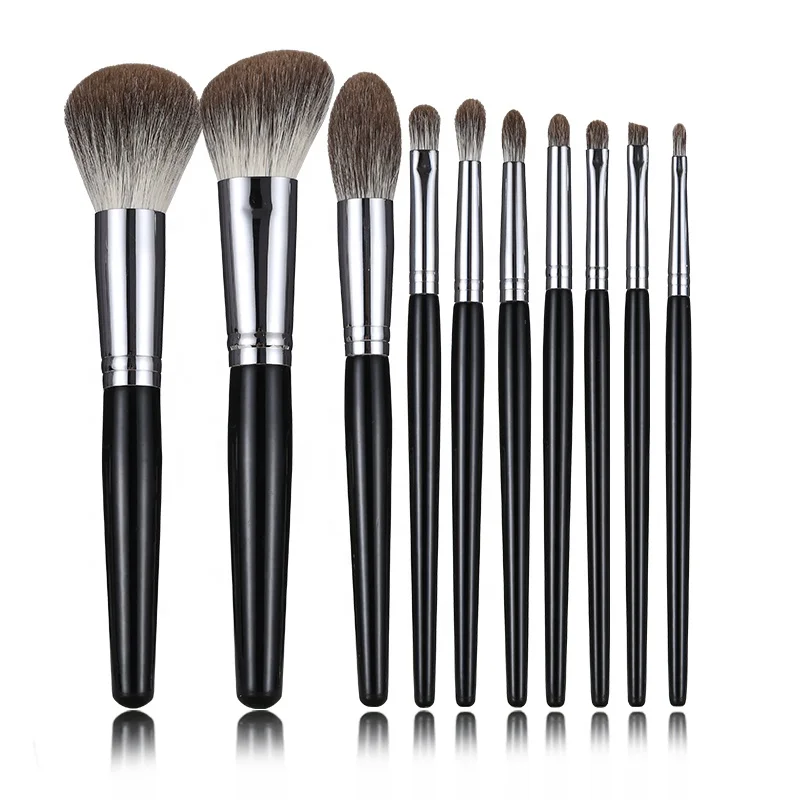 Makeup Tools Wholesale 10 Pcs Fox Hair Blending Makeup Brushes Private Label Cosmetic Brushes