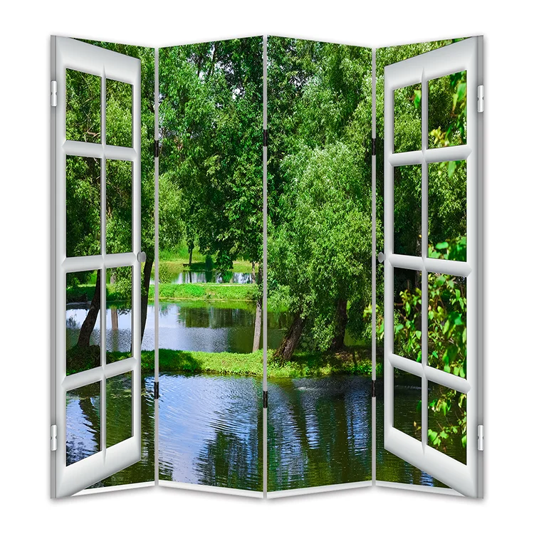 4 вентилятора, деревянная панель, легко перемещается, складной гармошкой, разделитель комнаты