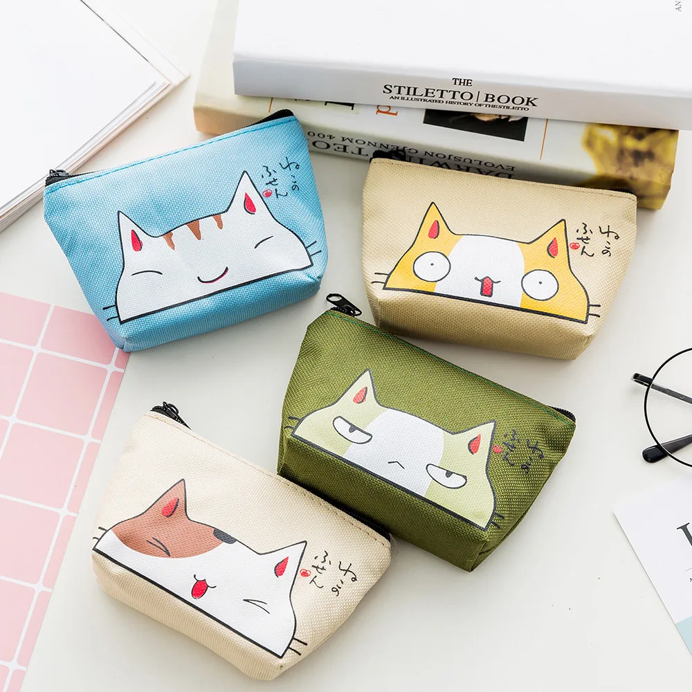 
Custom Canvas Fabric Small zippered pouch For Women Cute Printed Mini Change Wallet Key Money Bag coin purse 