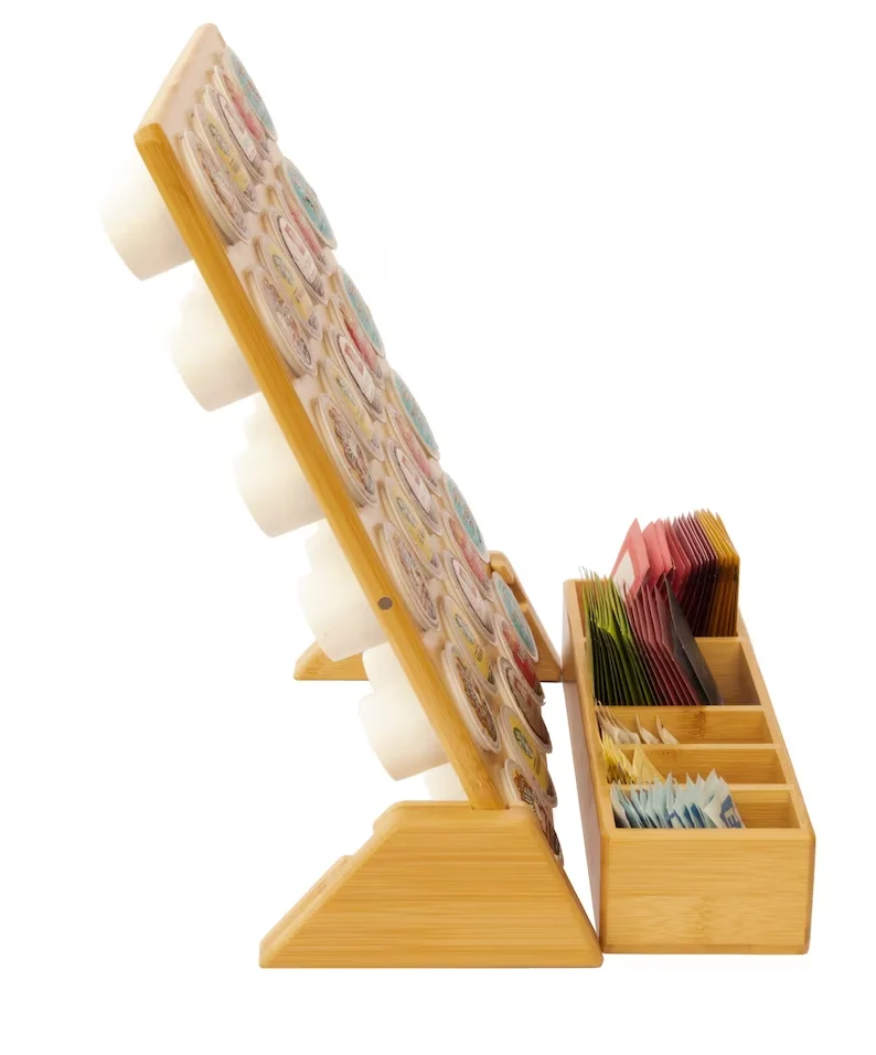 Space Saving Countertop bamboo wood drawer Coffee Pod Holder And K Cup Organizer bamboo Coffee Pod Organizer For Dolce Gusto